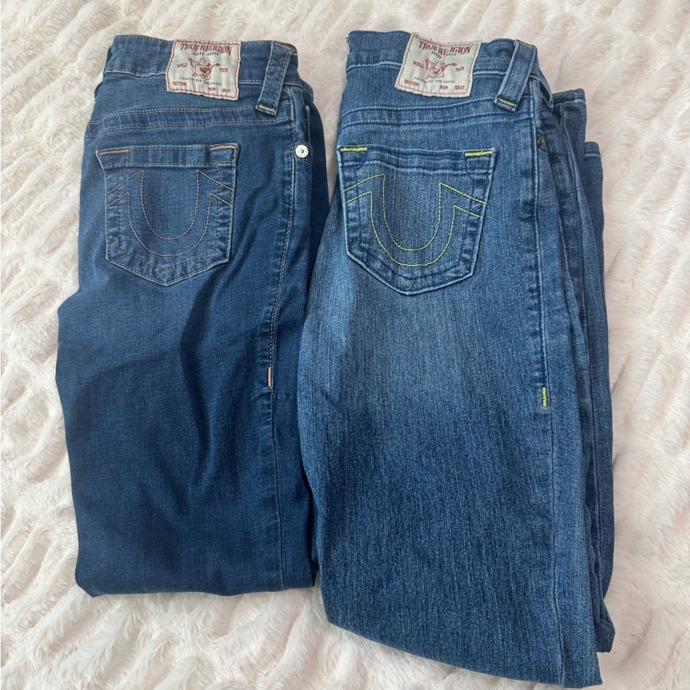 True Religion Women's Dark and Medium Blue Jeans